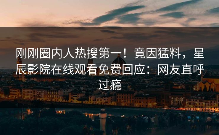 刚刚圈内人热搜第一！竟因猛料，星辰影院在线观看免费回应：网友直呼过瘾