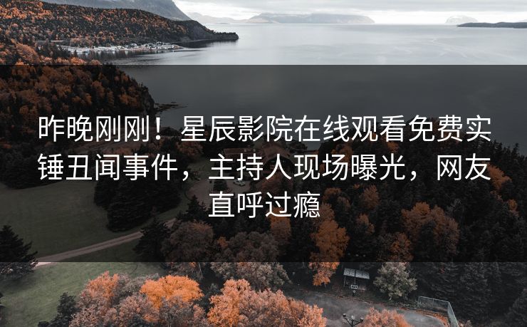 昨晚刚刚！星辰影院在线观看免费实锤丑闻事件，主持人现场曝光，网友直呼过瘾