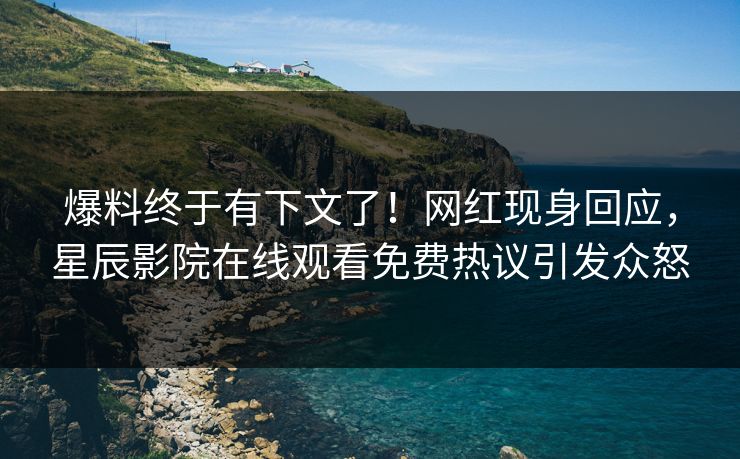 爆料终于有下文了！网红现身回应，星辰影院在线观看免费热议引发众怒