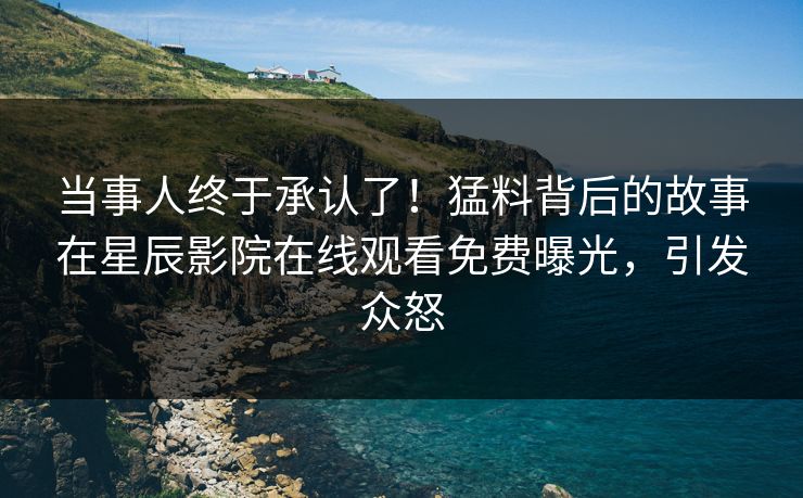 当事人终于承认了！猛料背后的故事在星辰影院在线观看免费曝光，引发众怒