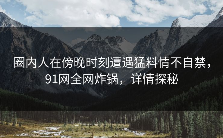 圈内人在傍晚时刻遭遇猛料情不自禁，91网全网炸锅，详情探秘