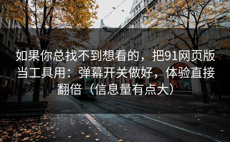 如果你总找不到想看的，把91网页版当工具用：弹幕开关做好，体验直接翻倍（信息量有点大）