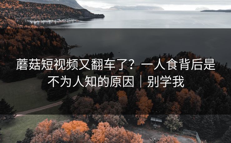 蘑菇短视频又翻车了？一人食背后是不为人知的原因｜别学我
