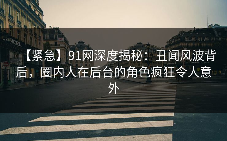 【紧急】91网深度揭秘：丑闻风波背后，圈内人在后台的角色疯狂令人意外